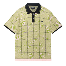 Load image into Gallery viewer, LIME-PINK WAVY LINES KNIT POLO SHIRT

