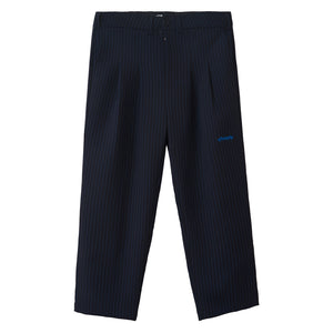 BLACK PINSTRIPED DOUBLE PLEATED PANTS