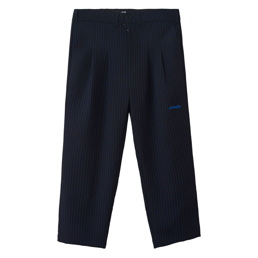 BLACK PINSTRIPED DOUBLE PLEATED PANTS