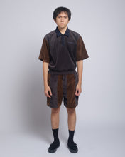 Load image into Gallery viewer, GREY-BROWN PANELED VELOUR SHORTS
