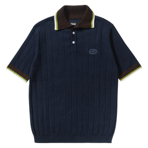 NAVY KNITTED POLO SHIRT
